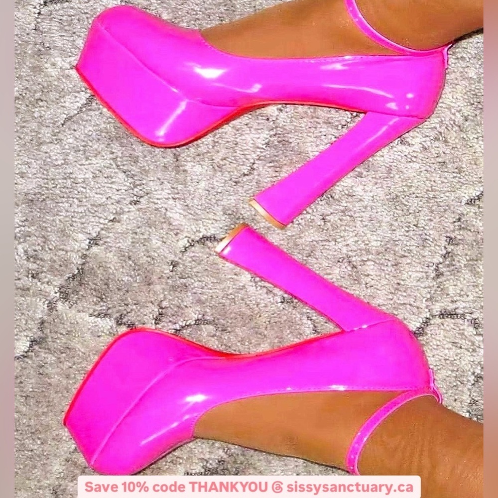 Sissy CD TS Pumps Women 5.5cm Platform 16cm Super High Chunky Heels 5-15 Plus